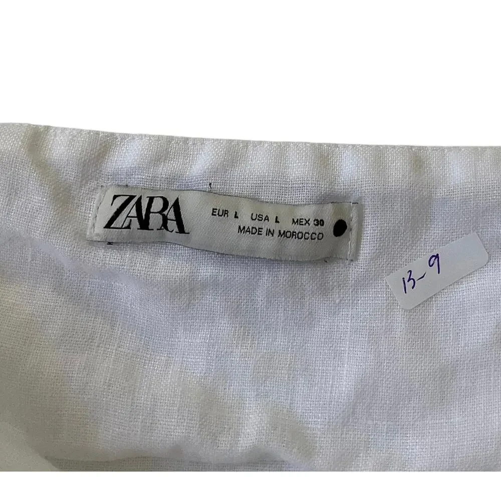 Zara White Linen Crop Top Women Size Large | 13-9 - Picture 3 of 6